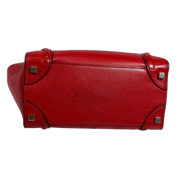 Céline Mini Luggage Tote Red Drummed Calfskin Leather Bag Italy MSRP $3,100 - Picture 5 of 12